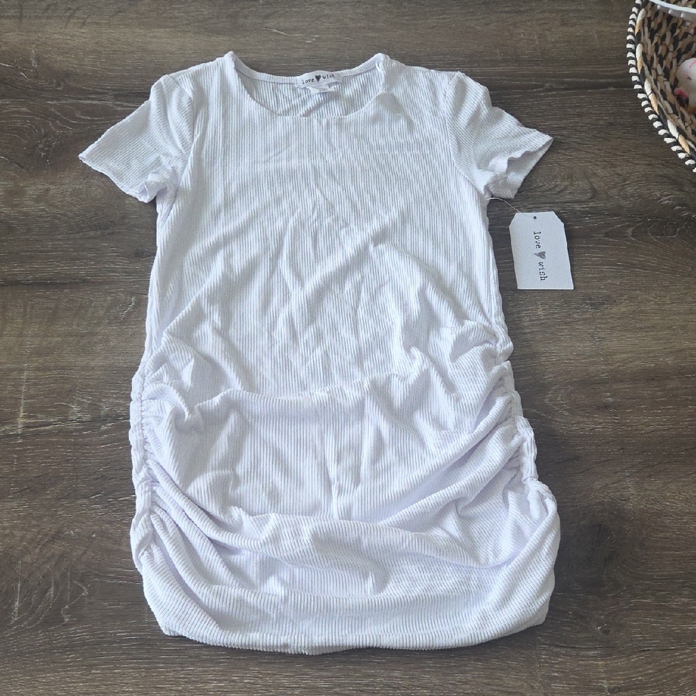NEW! LOVE WISH Short Sleeve Ribbed Maternity Top XS Slinky Stretch Essential